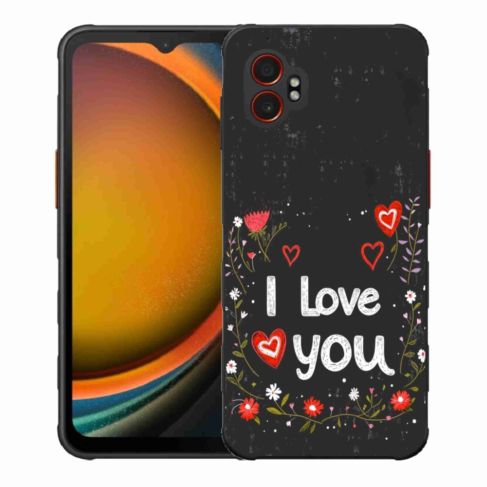 Gelový kryt mmCase na Samsung Galaxy Xcover 7 Pro - I love you černé pozadí