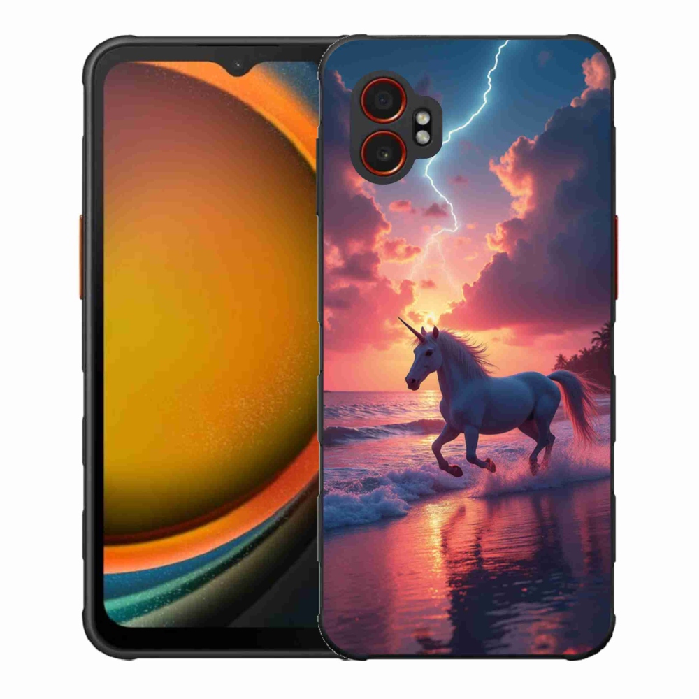 Gelový kryt mmCase na Samsung Galaxy Xcover 7 Pro - jednorožec na pláži