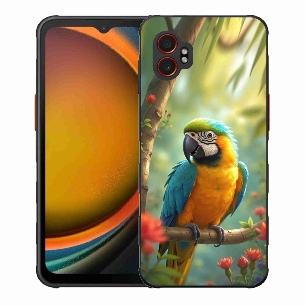 Gelový kryt mmCase na Samsung Galaxy Xcover 7 Pro - papoušek ara modrožlutá