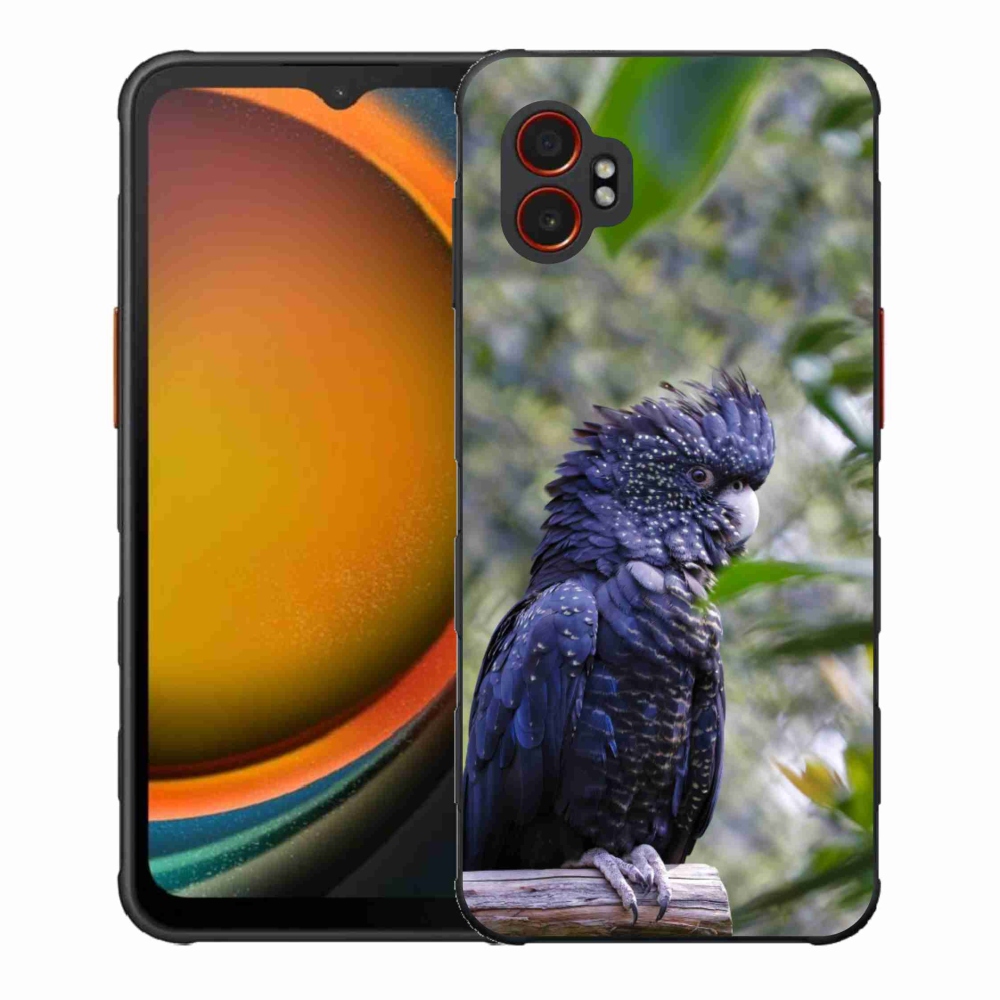 Gelový kryt mmCase na Samsung Galaxy Xcover 7 Pro - papoušek kakadu černý