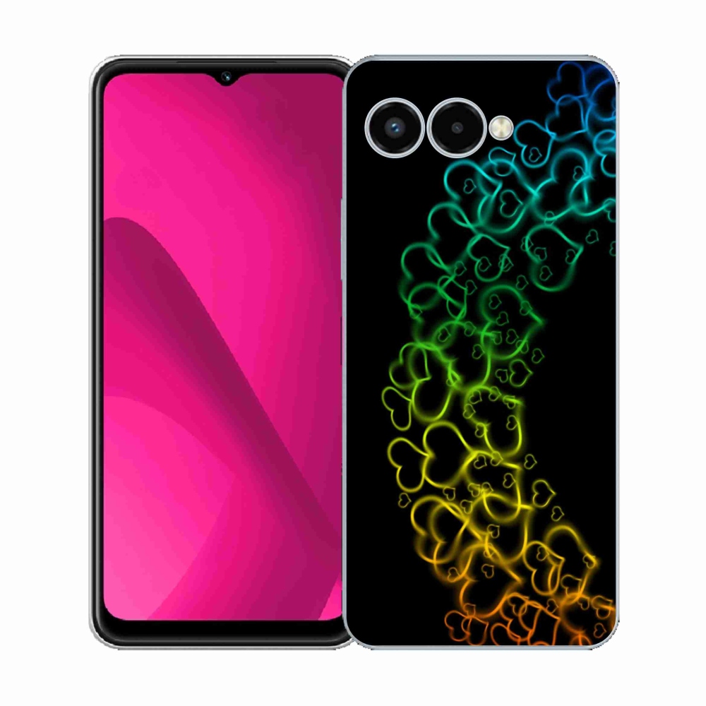 Gelový kryt mmCase na T-Mobile T Phone 3 - barevná srdíčka