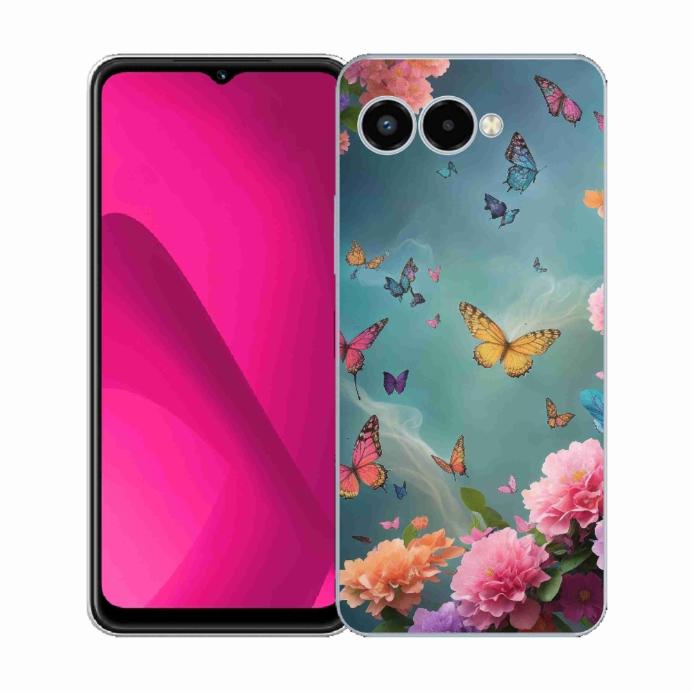 Gelový kryt mmCase na T-Mobile T Phone 3 - barevné květy a motýli