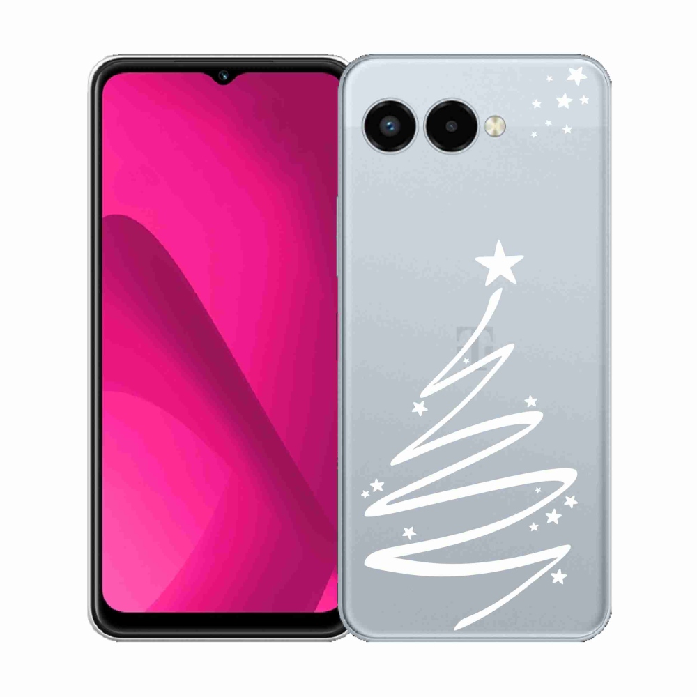 Gelový kryt mmCase na T-Mobile T Phone 3 - bílý stromeček na průhledném pozadí