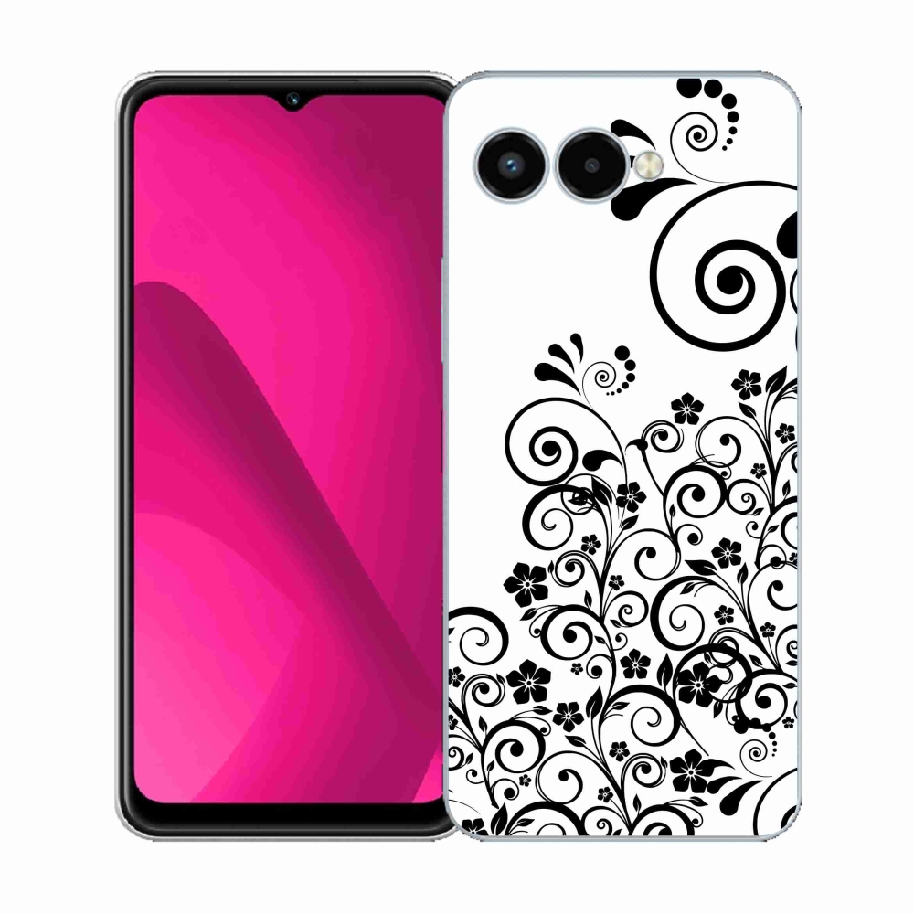 Gelový kryt mmCase na T-Mobile T Phone 3 - černobílé květinové vzory