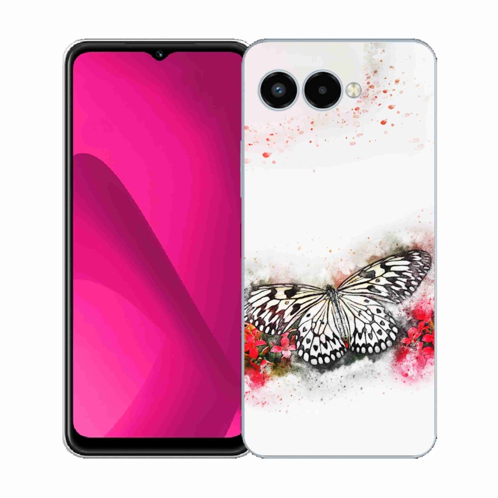 Gelový kryt mmCase na T-Mobile T Phone 3 - černobílý motýl