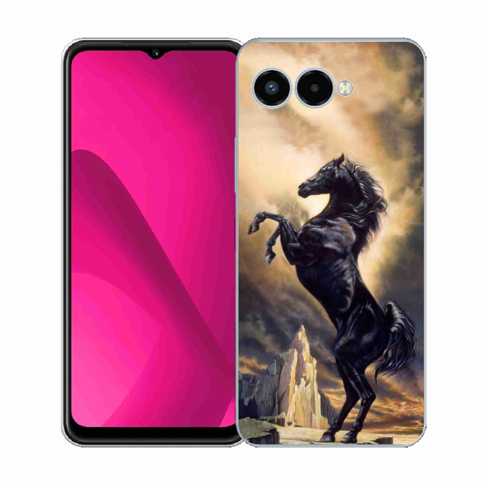 Gelový kryt mmCase na T-Mobile T Phone 3 - černý kreslený kůň