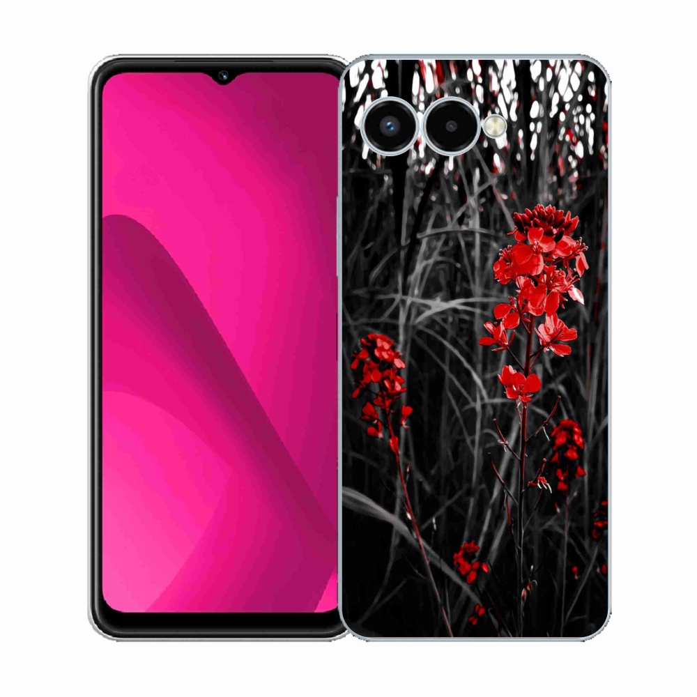 Gelový kryt mmCase na T-Mobile T Phone 3 - červená rostlina
