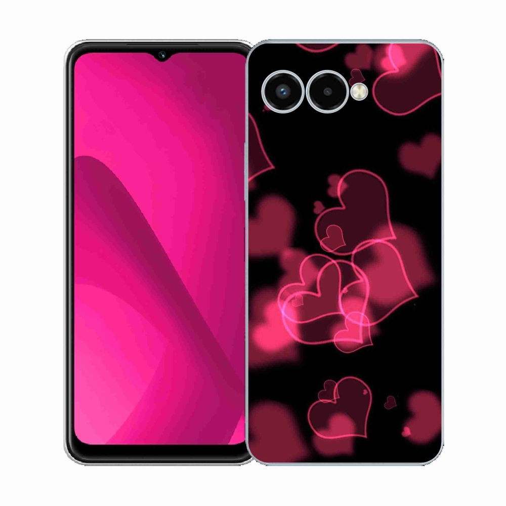 Gelový kryt mmCase na T-Mobile T Phone 3 - červená srdíčka