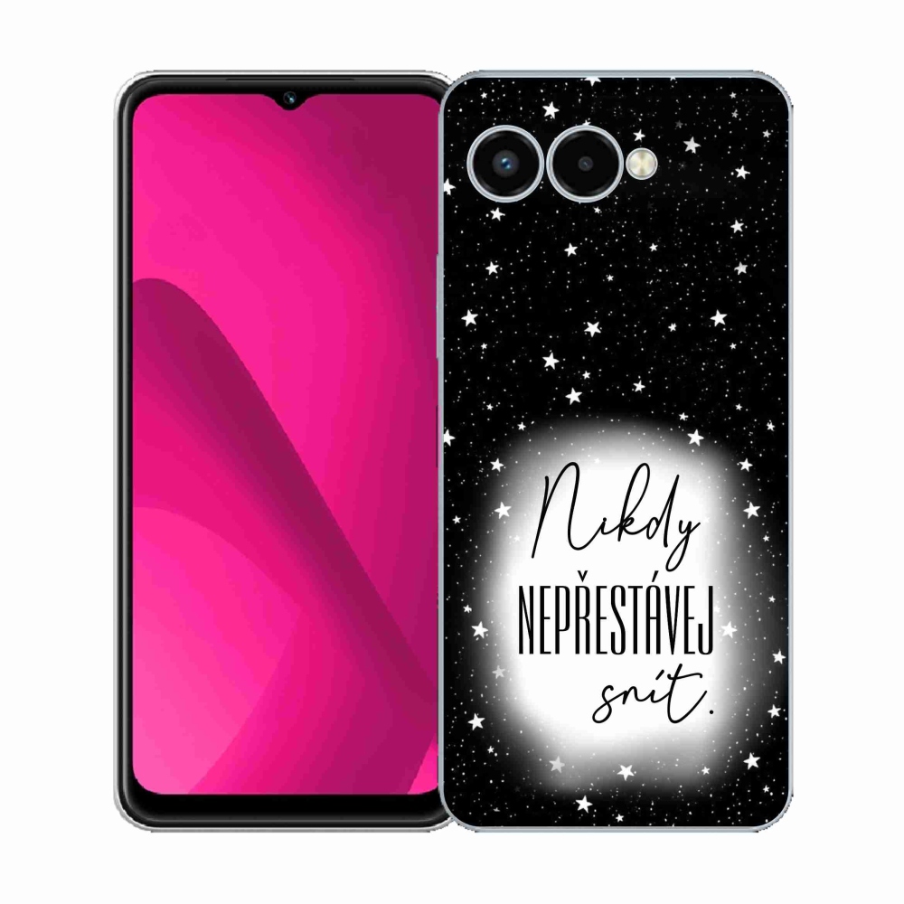 Gelový kryt mmCase na T-Mobile T Phone 3 - citát 1 bíločerné pozadí