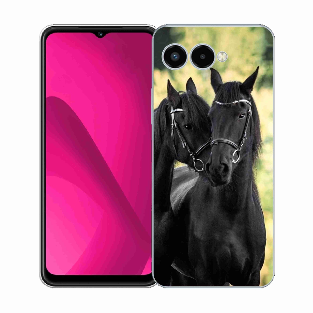 Gelový kryt mmCase na T-Mobile T Phone 3 - dva černí koně