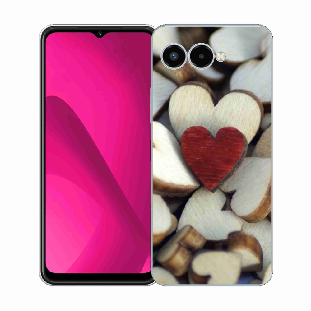 Gelový kryt mmCase na T-Mobile T Phone 3 - gravírované červené srdce 