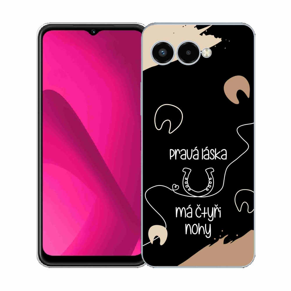 Gelový kryt mmCase na T-Mobile T Phone 3 - koňský motiv černé pozadí