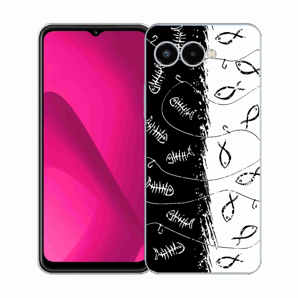 Gelový kryt mmCase na T-Mobile T Phone 3 - kostry a rybky