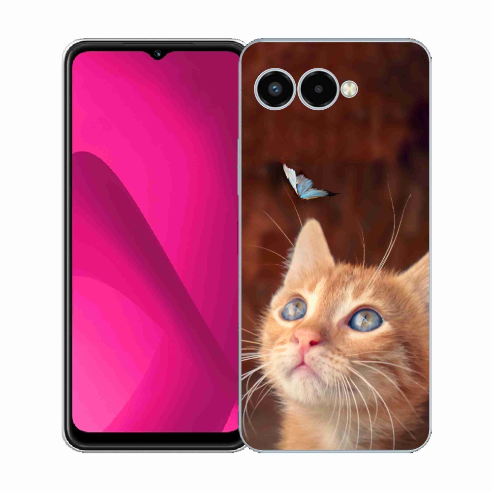 Gelový kryt mmCase na T-Mobile T Phone 3 - motýl a kotě