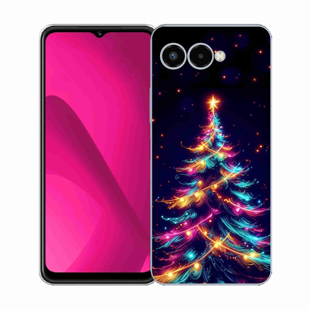 Gelový kryt mmCase na T-Mobile T Phone 3 - neonový vánoční stromek