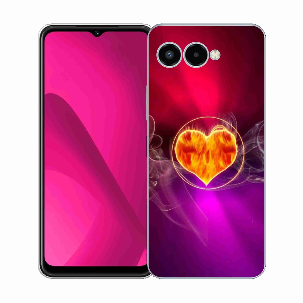 Gelový kryt mmCase na T-Mobile T Phone 3 - ohnivé srdce