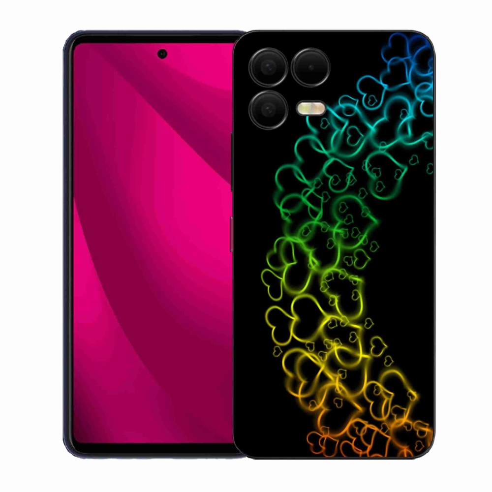 Gelový kryt mmCase na T-Mobile T Phone 3 Pro - barevná srdíčka