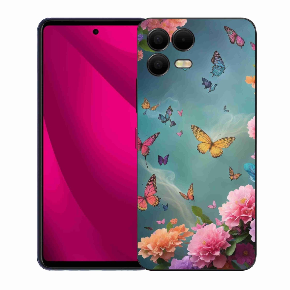 Gelový kryt mmCase na T-Mobile T Phone 3 Pro - barevné květy a motýli