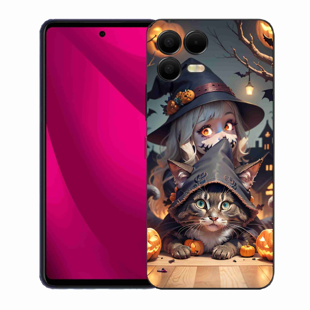 Gelový kryt mmCase na T-Mobile T Phone 3 Pro - čarodějnice s kočkou