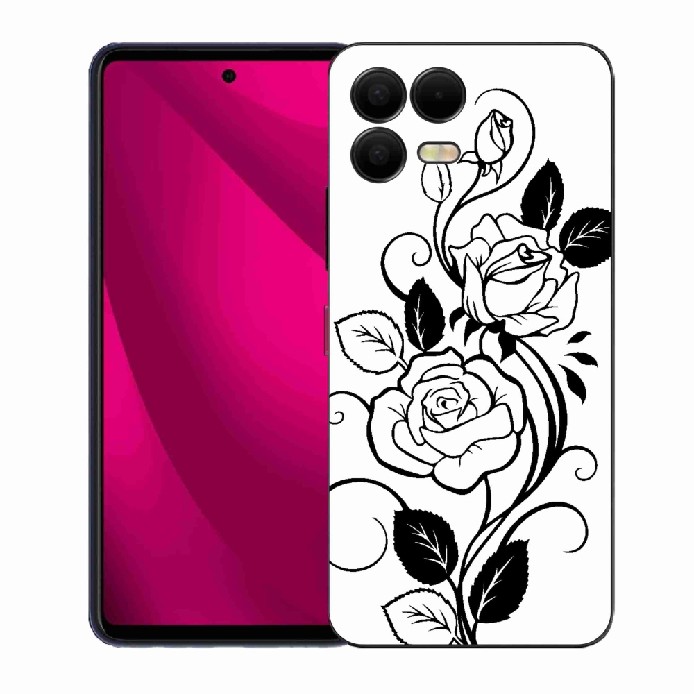 Gelový kryt mmCase na T-Mobile T Phone 3 Pro - černobílá růže
