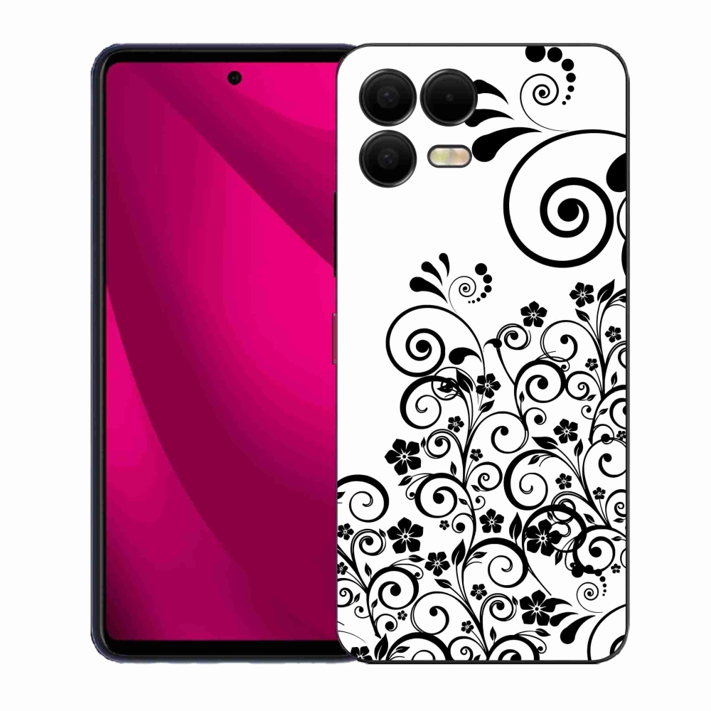 Gelový kryt mmCase na T-Mobile T Phone 3 Pro - černobílé květinové vzory