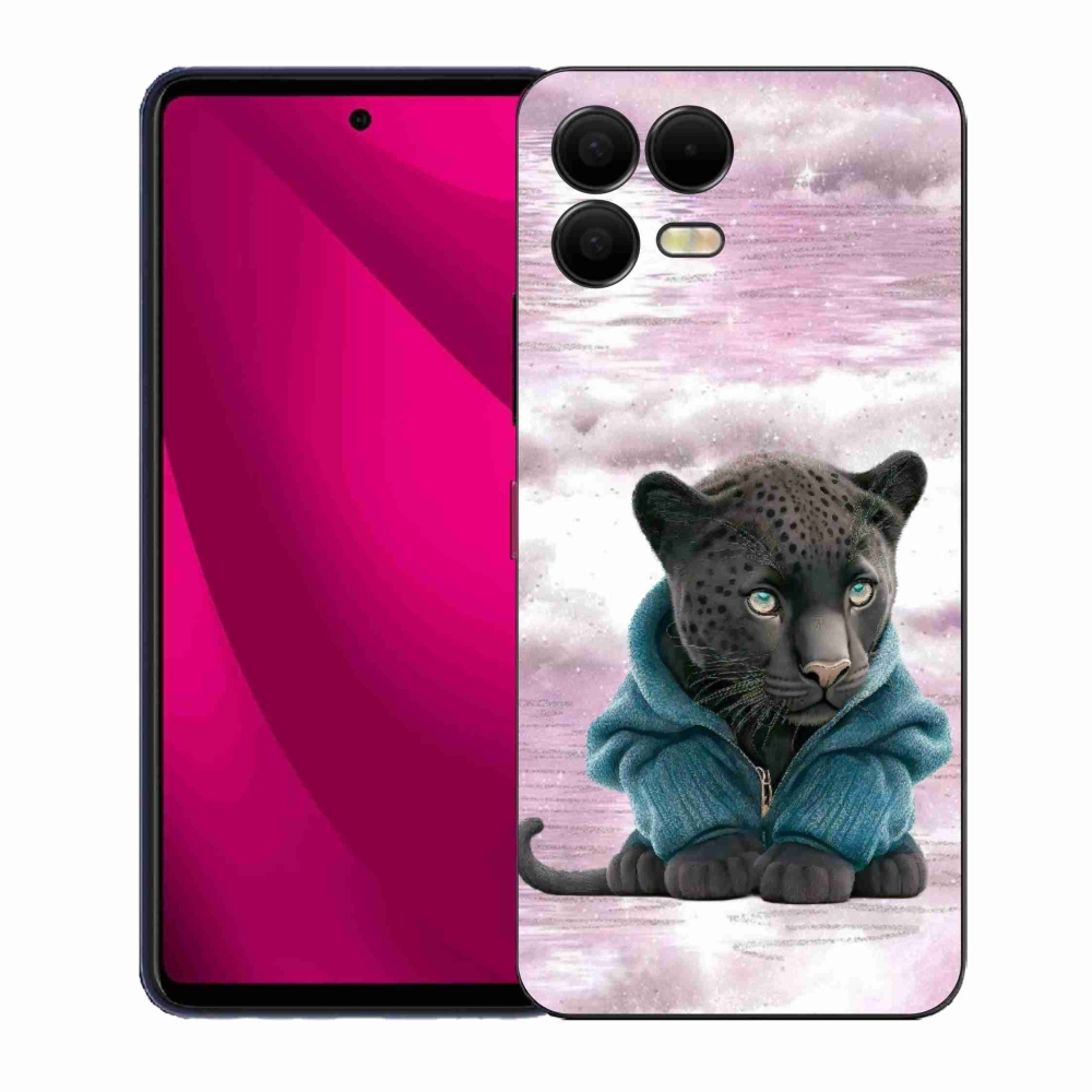 Gelový kryt mmCase na T-Mobile T Phone 3 Pro - černý panter ve svetru