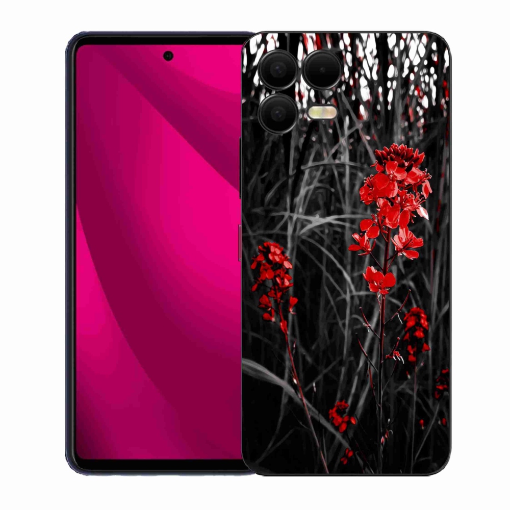 Gelový kryt mmCase na T-Mobile T Phone 3 Pro - červená rostlina