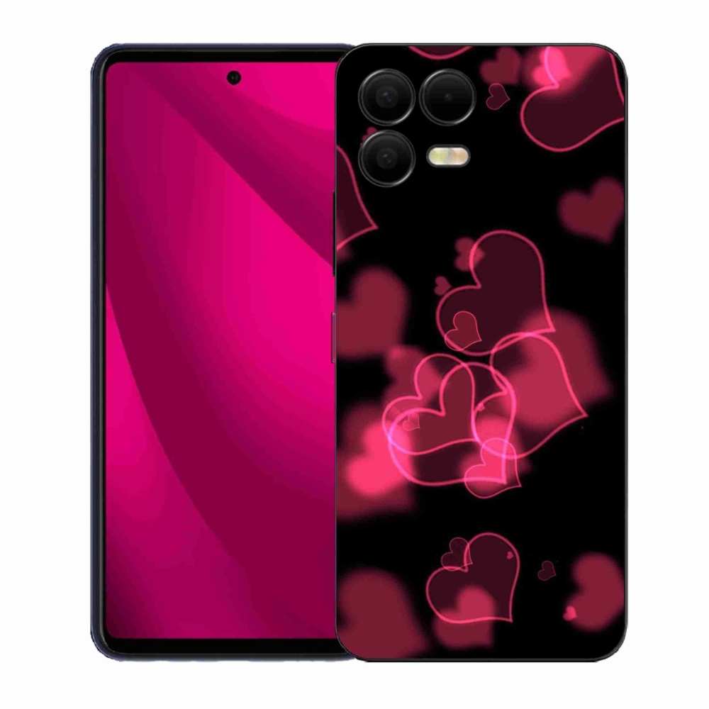 Gelový kryt mmCase na T-Mobile T Phone 3 Pro - červená srdíčka