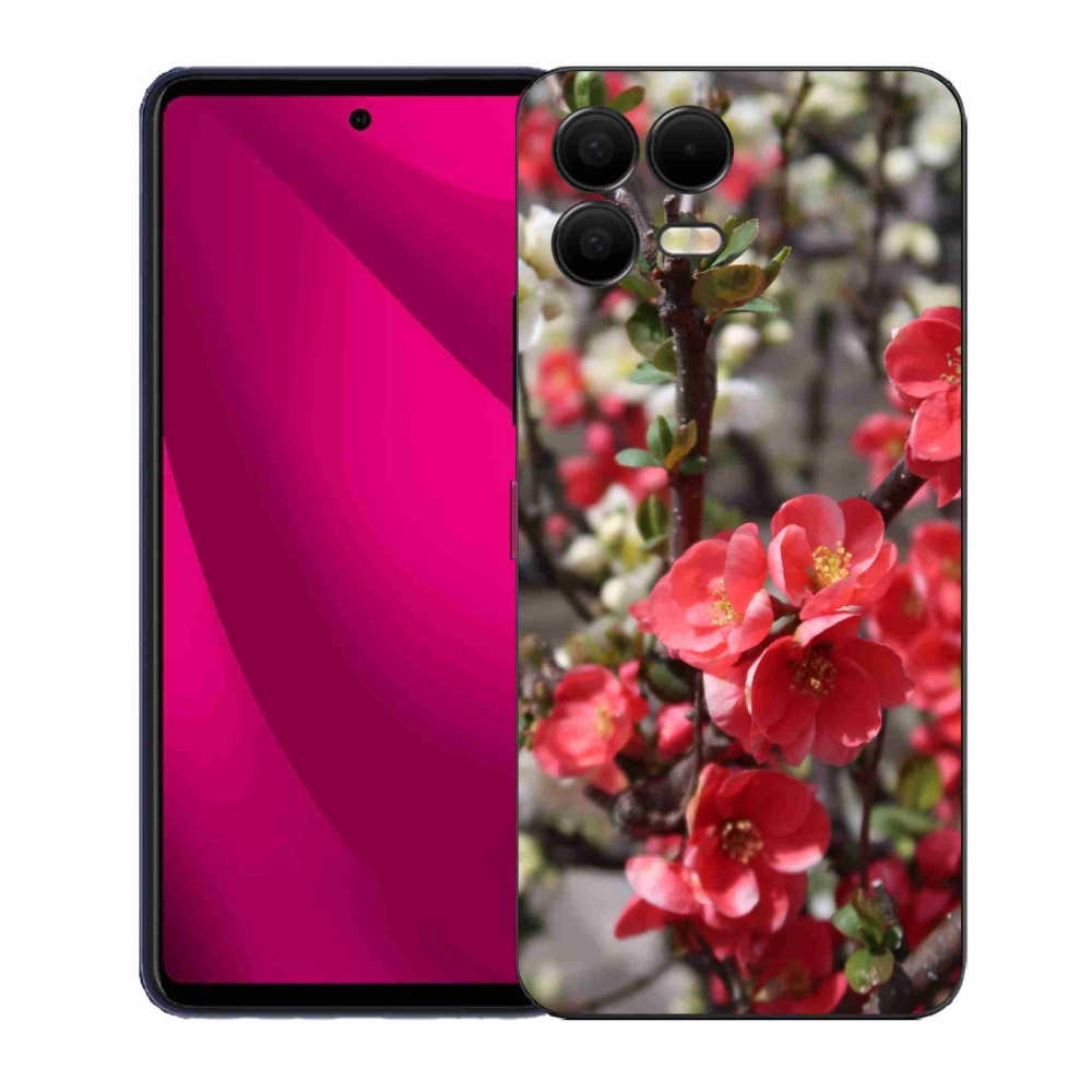 Gelový kryt mmCase na T-Mobile T Phone 3 Pro - červené květy