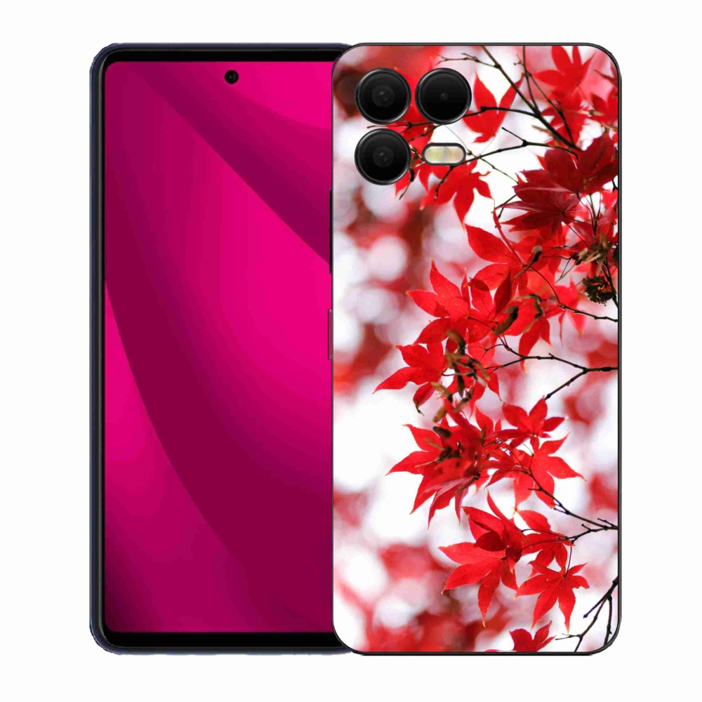 Gelový kryt mmCase na T-Mobile T Phone 3 Pro - červené listy