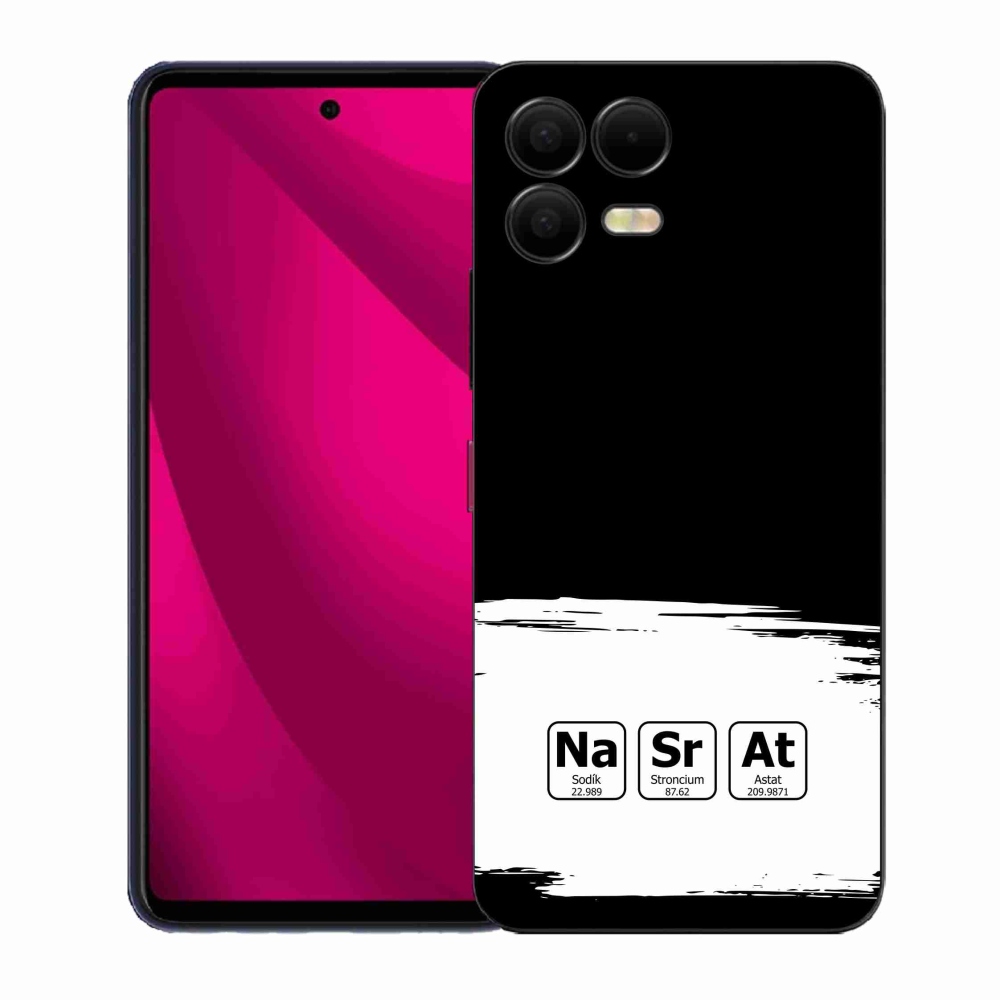 Gelový kryt mmCase na T-Mobile T Phone 3 Pro - chemické prvky bíločerné pozadí