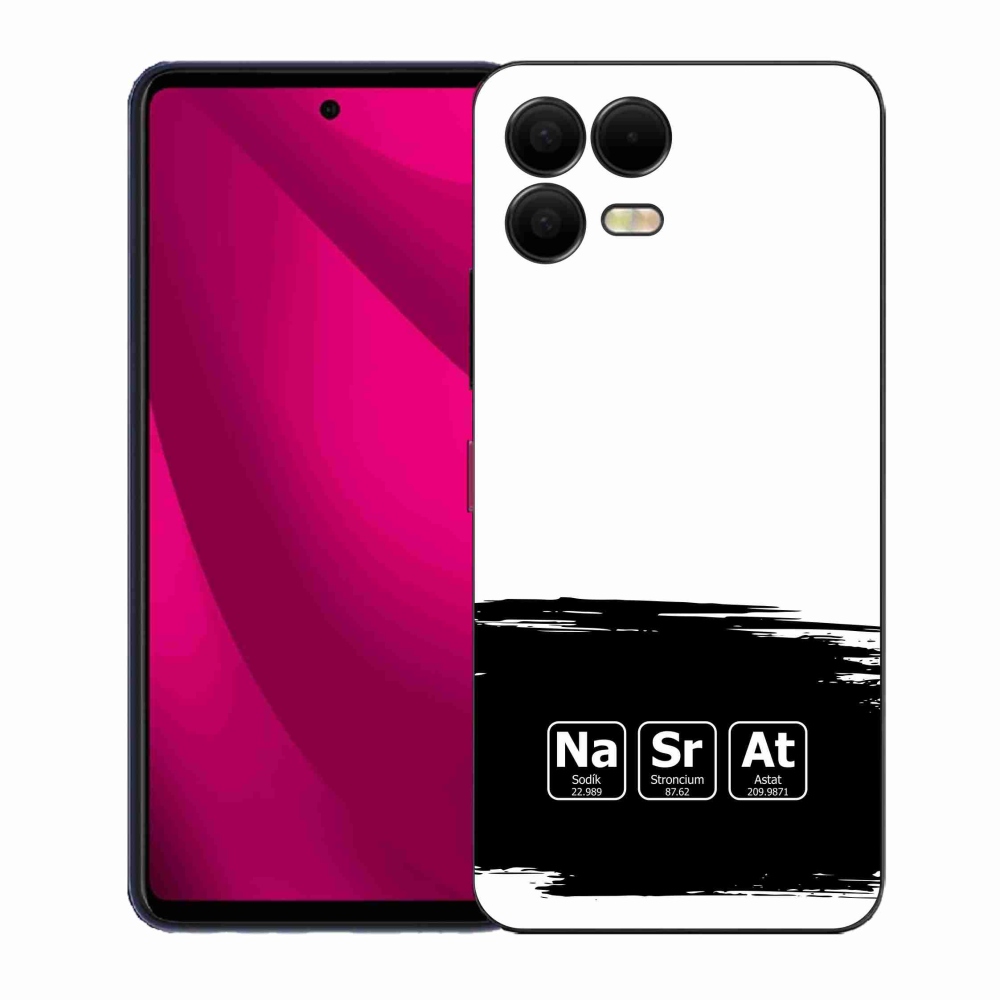 Gelový kryt mmCase na T-Mobile T Phone 3 Pro - chemické prvky černobílé pozadí