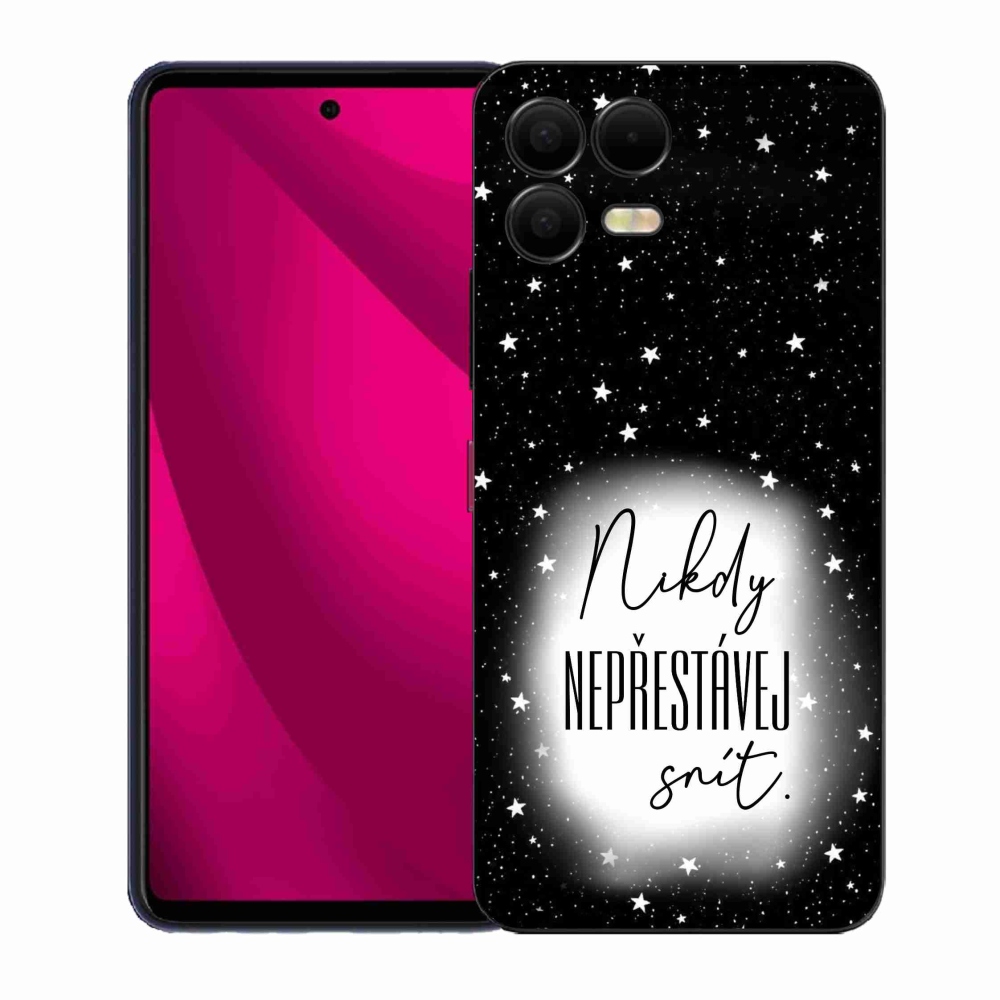 Gelový kryt mmCase na T-Mobile T Phone 3 Pro - citát 1 bíločerné pozadí