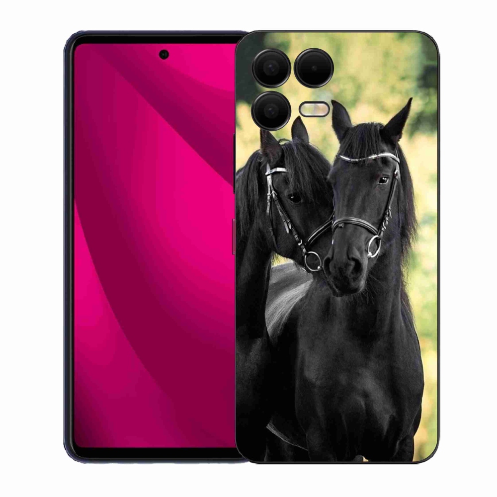 Gelový kryt mmCase na T-Mobile T Phone 3 Pro - dva černí koně