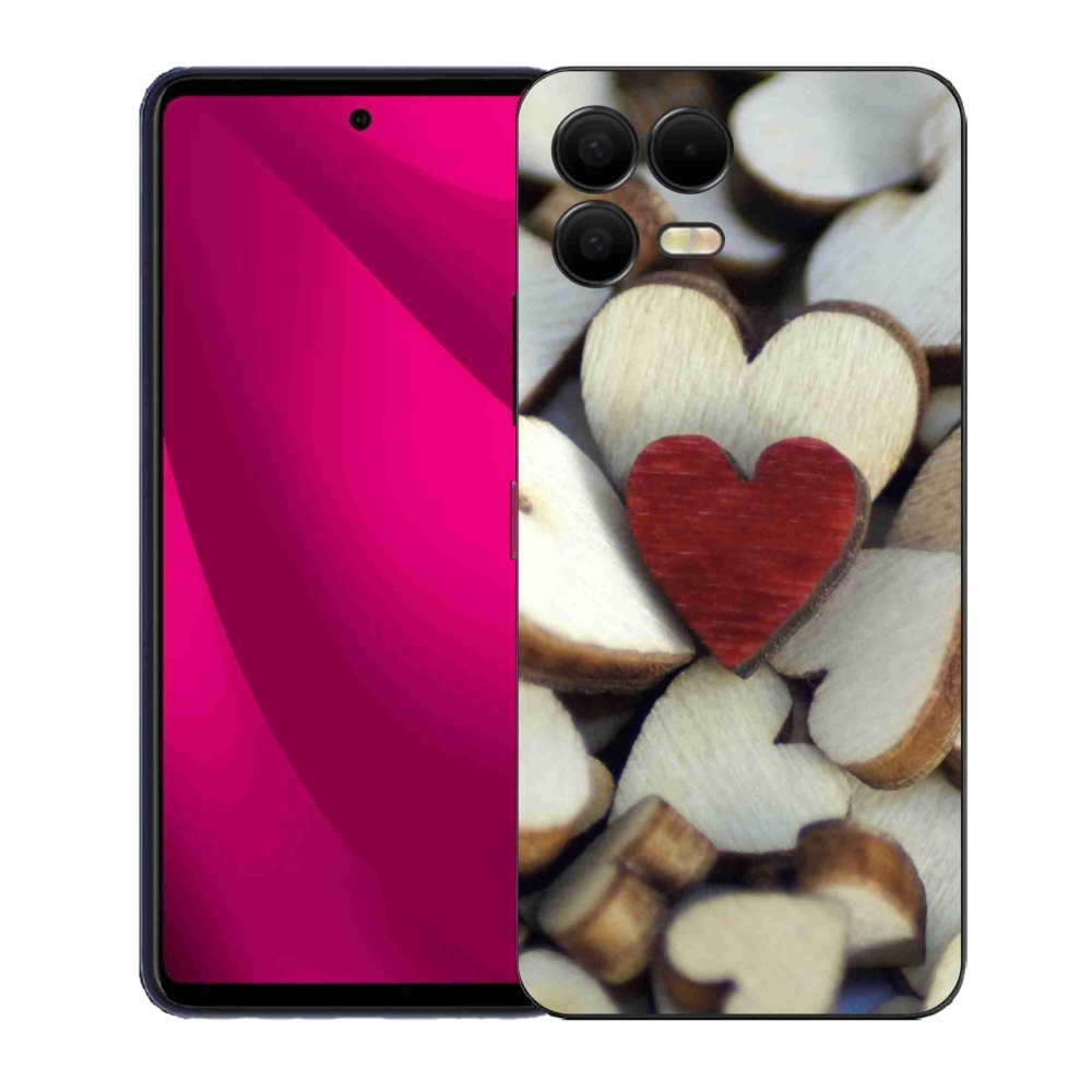Gelový kryt mmCase na T-Mobile T Phone 3 Pro - gravírované červené srdce 