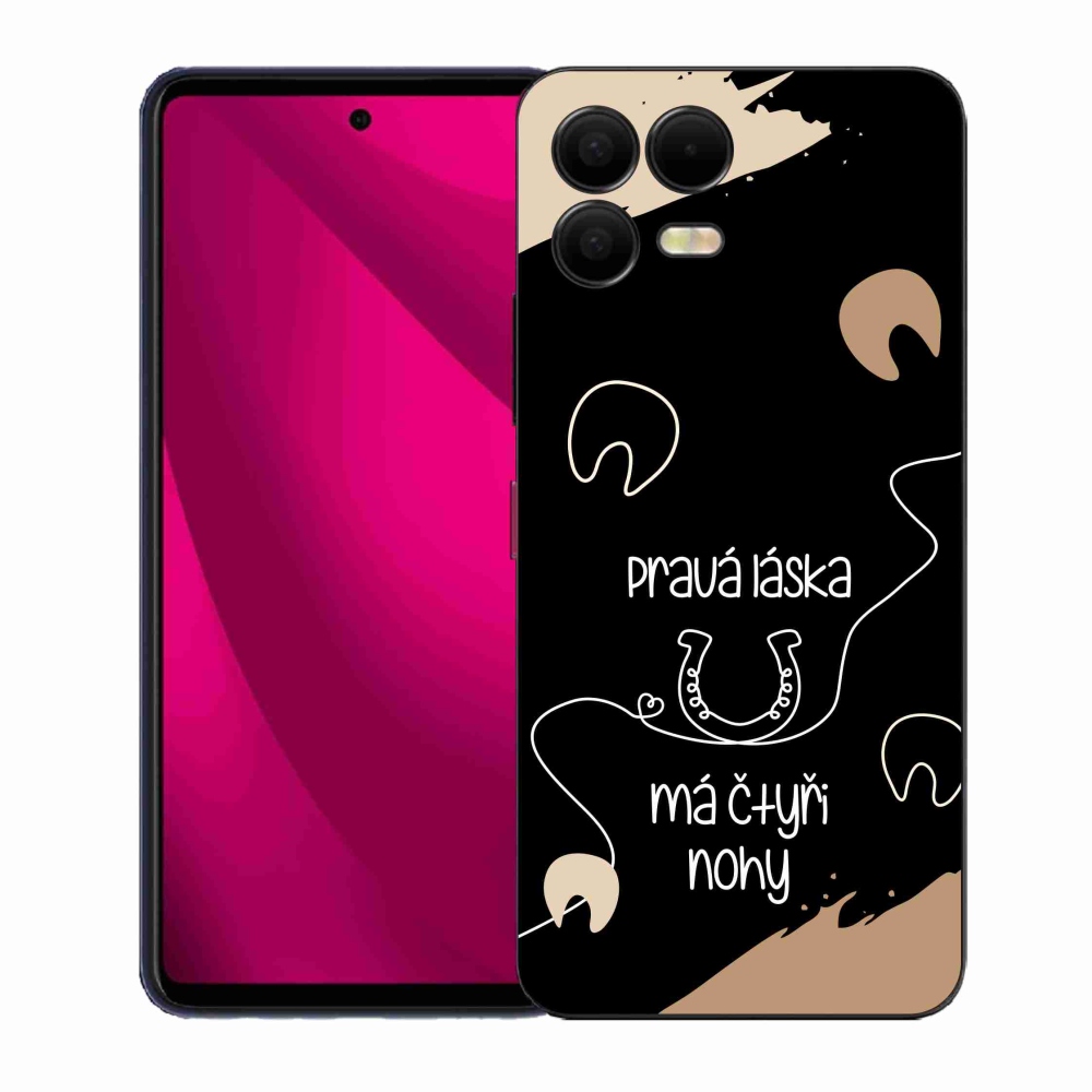 Gelový kryt mmCase na T-Mobile T Phone 3 Pro - koňský motiv černé pozadí