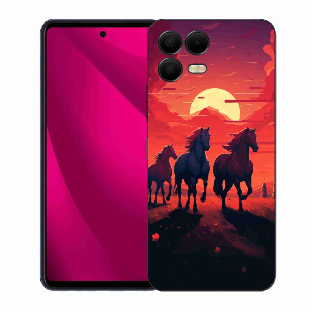Gelový kryt mmCase na T-Mobile T Phone 3 Pro - koně a západ slunce
