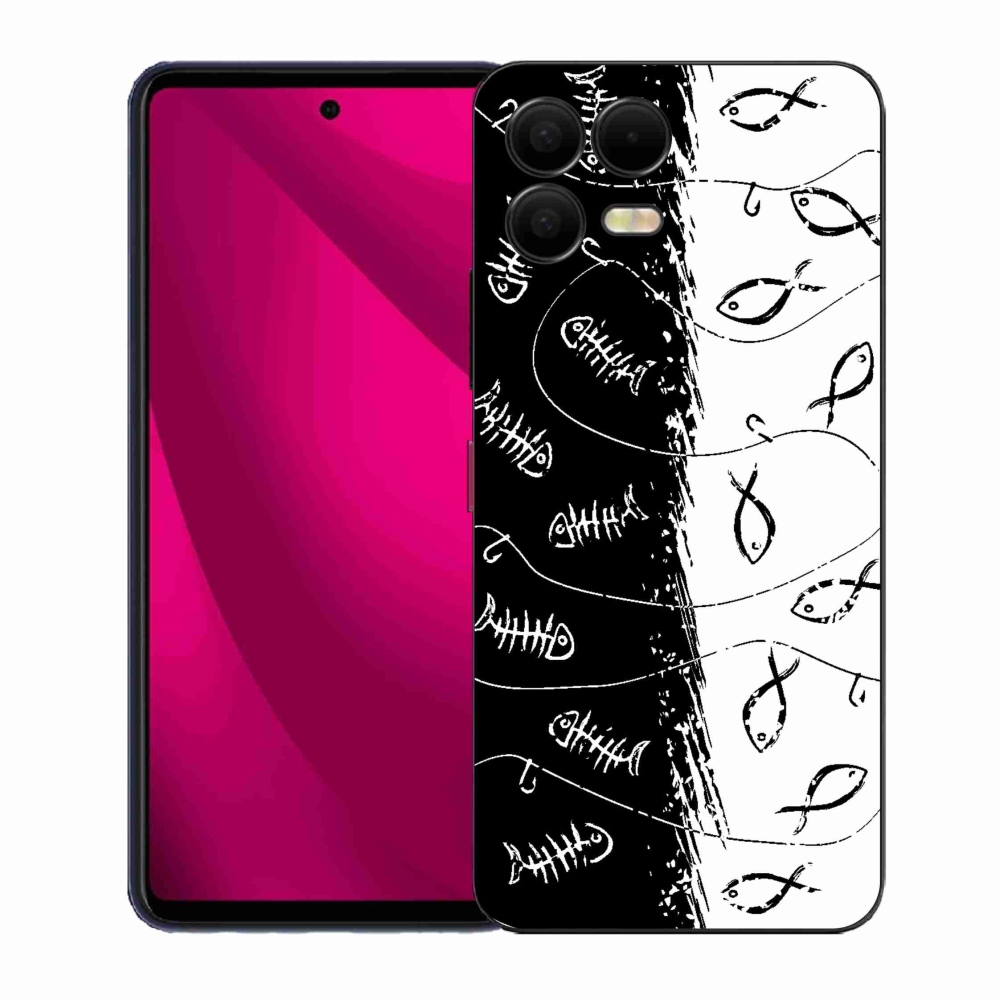 Gelový kryt mmCase na T-Mobile T Phone 3 Pro - kostry a rybky