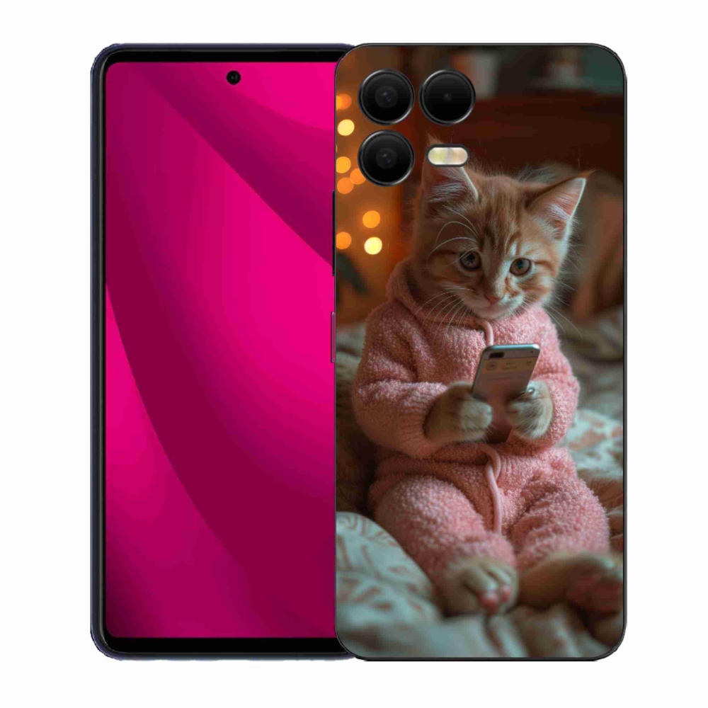 Gelový kryt mmCase na T-Mobile T Phone 3 Pro - kotě s mobilem