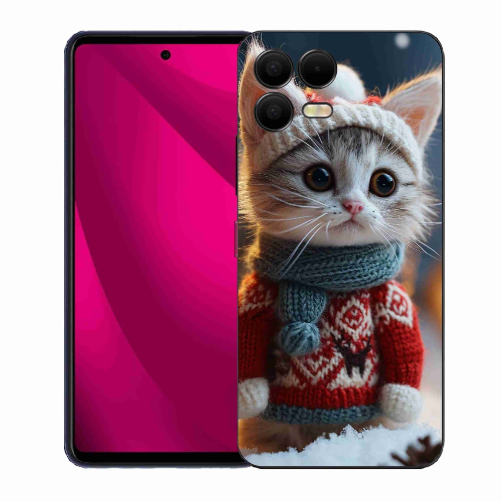 Gelový kryt mmCase na T-Mobile T Phone 3 Pro - kotě ve svetru