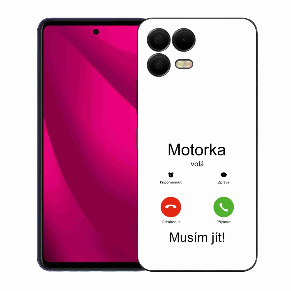 Gelový kryt mmCase na T-Mobile T Phone 3 Pro - motorka volá bílé pozadí