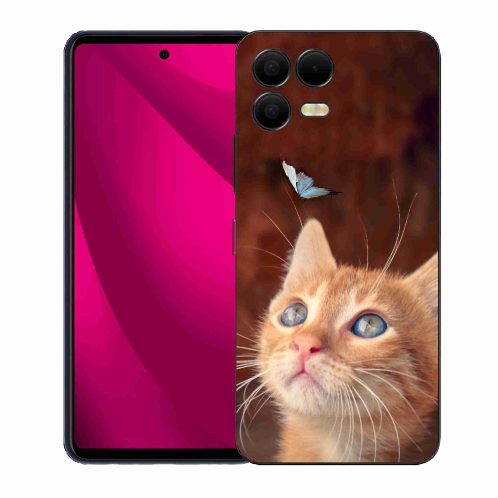 Gelový kryt mmCase na T-Mobile T Phone 3 Pro - motýl a kotě