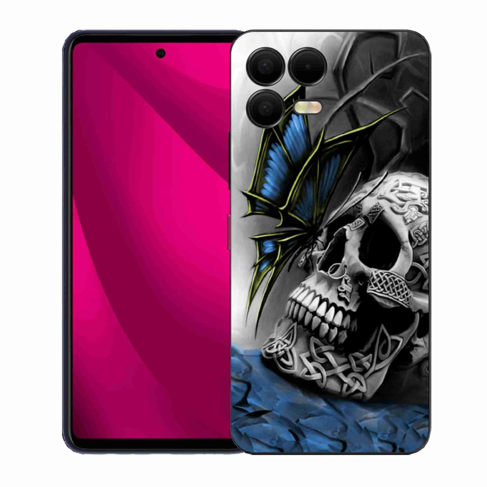 Gelový kryt mmCase na T-Mobile T Phone 3 Pro - motýl a lebka