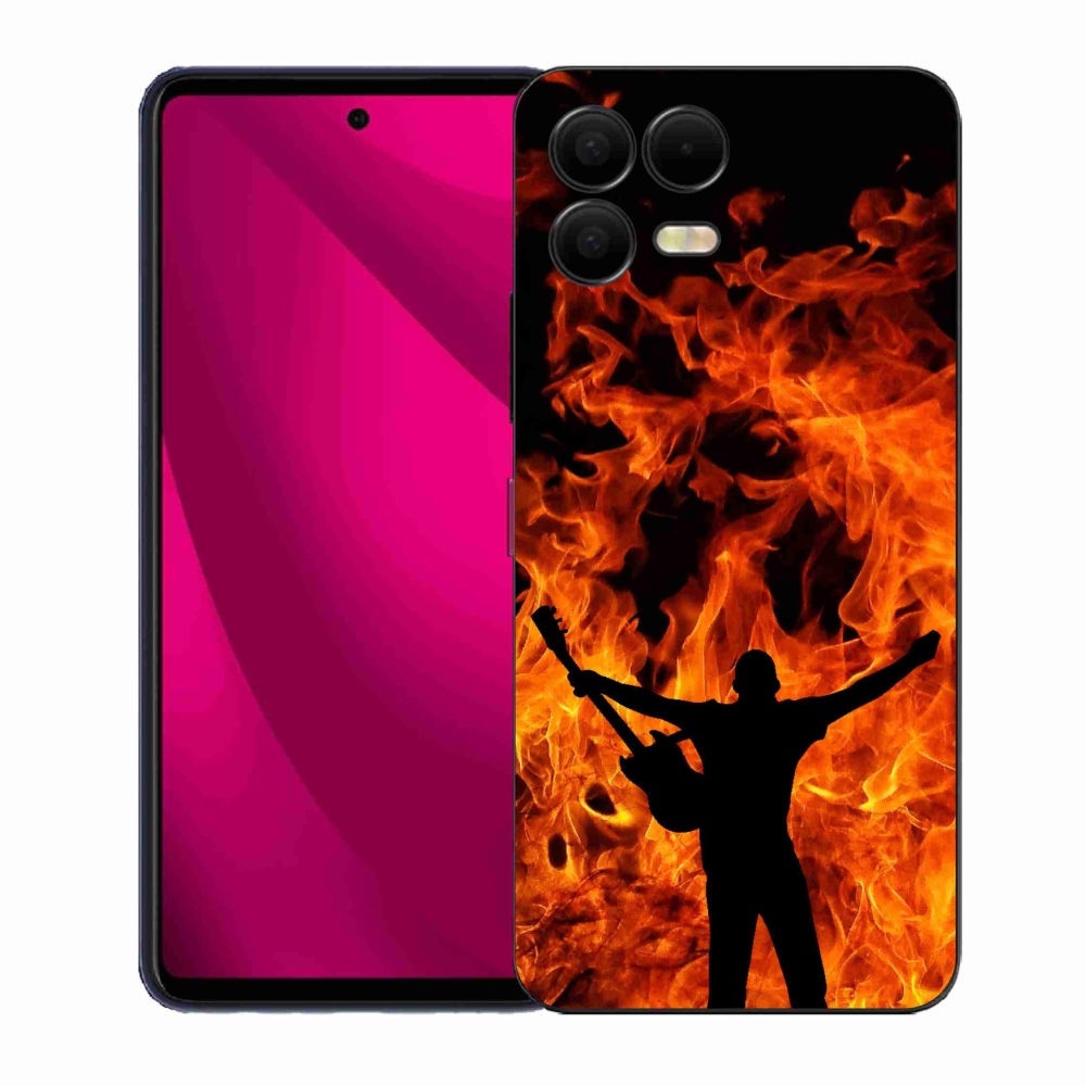 Gelový kryt mmCase na T-Mobile T Phone 3 Pro - muzikant a oheň