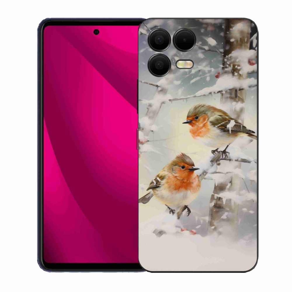 Gelový kryt mmCase na T-Mobile T Phone 3 Pro - ptáčci v zimě