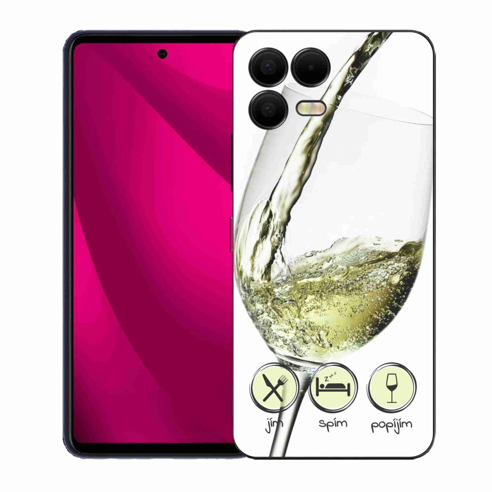 Gelový kryt mmCase na T-Mobile T Phone 3 Pro - sklenička vína bílé