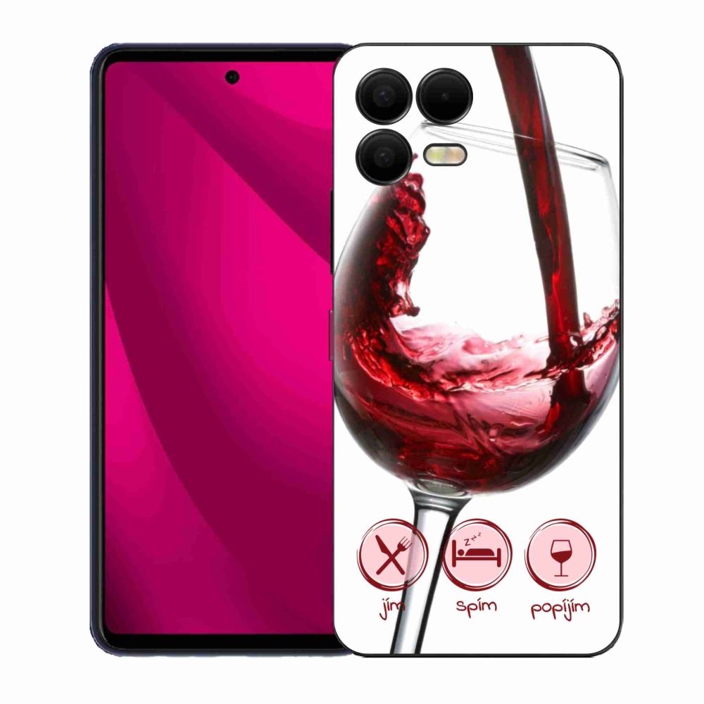 Gelový kryt mmCase na T-Mobile T Phone 3 Pro - sklenička vína červené