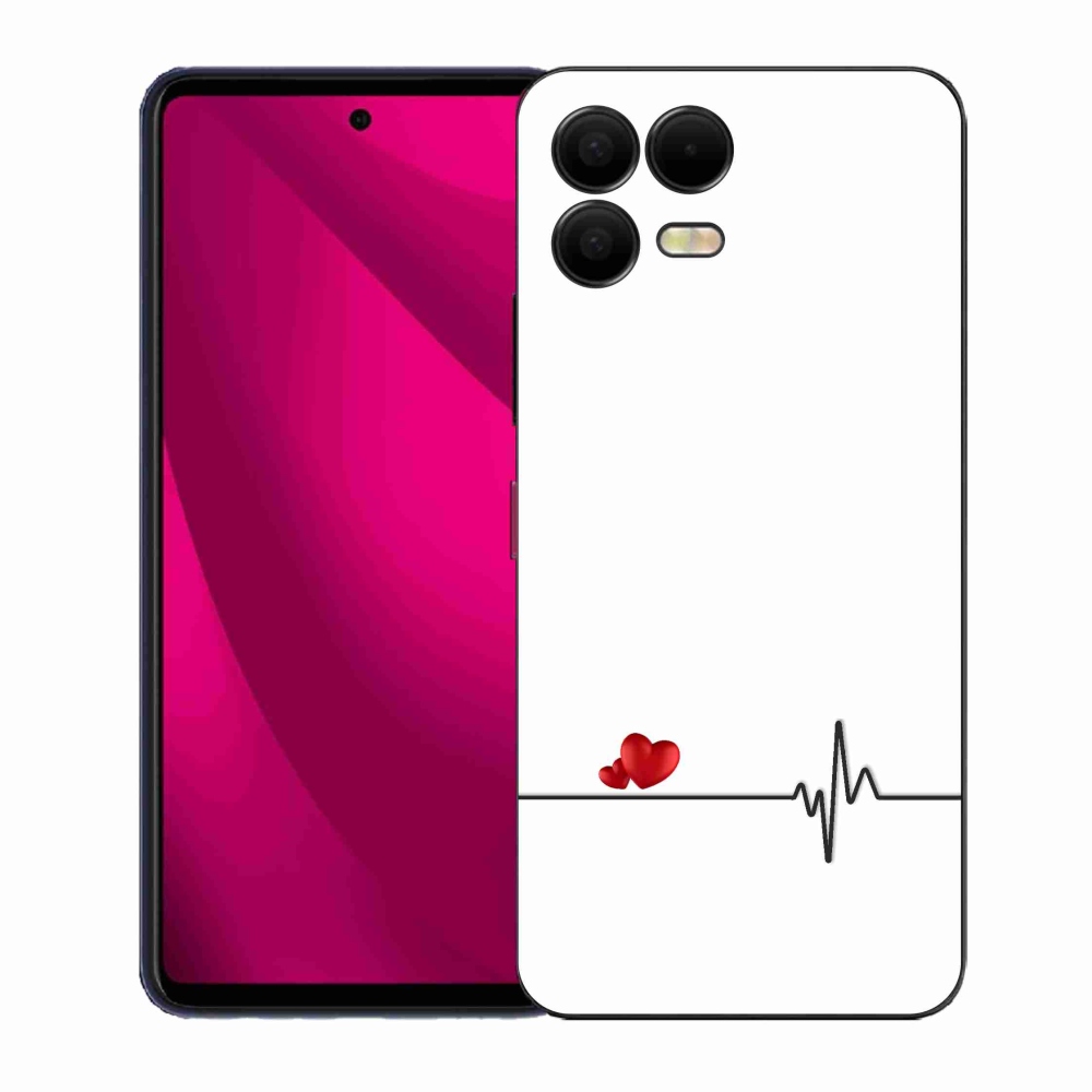 Gelový kryt mmCase na T-Mobile T Phone 3 Pro - srdce a tep bílé pozadí