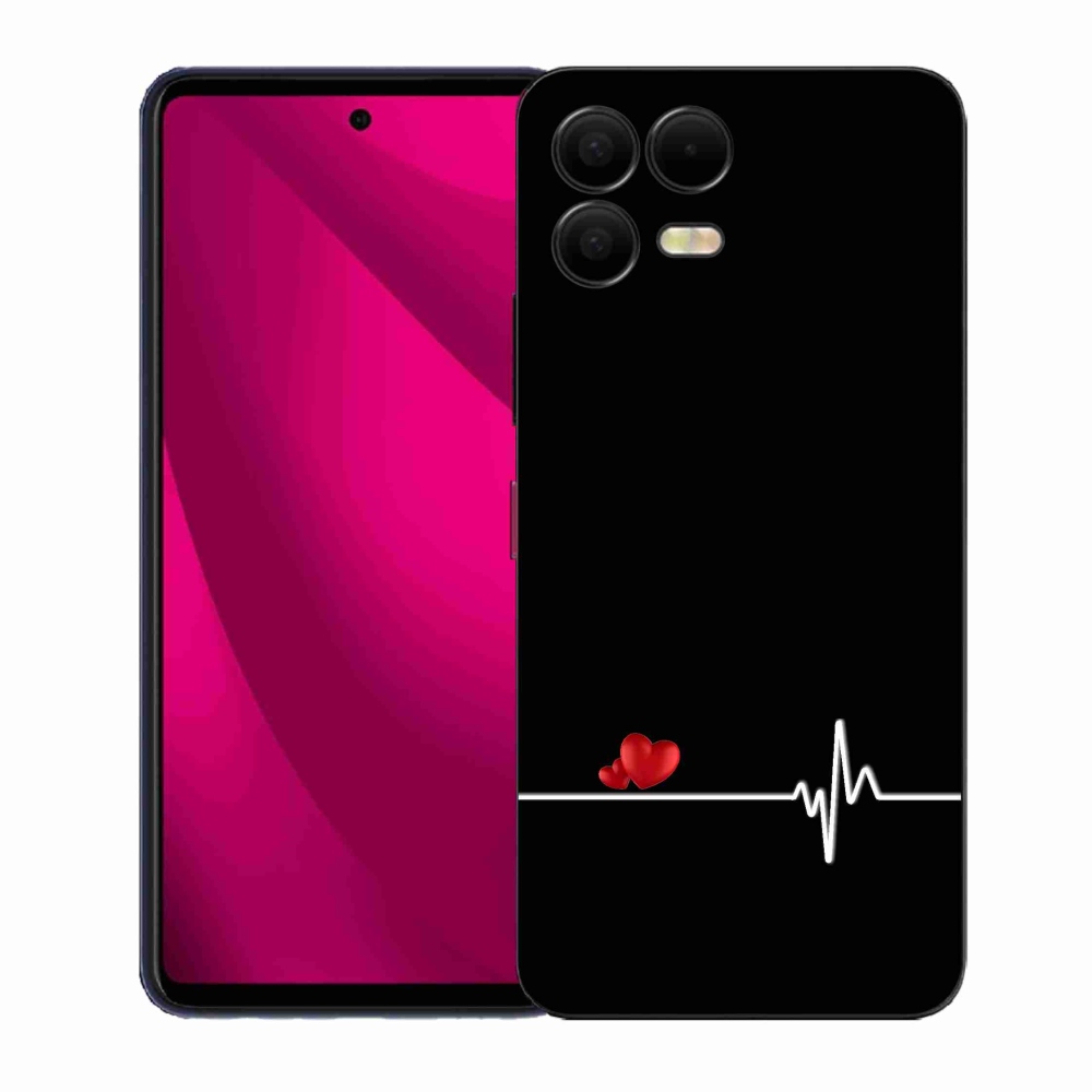 Gelový kryt mmCase na T-Mobile T Phone 3 Pro - srdce a tep černé pozadí