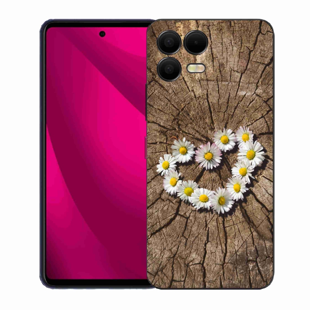 Gelový kryt mmCase na T-Mobile T Phone 3 Pro - srdce z kopretin